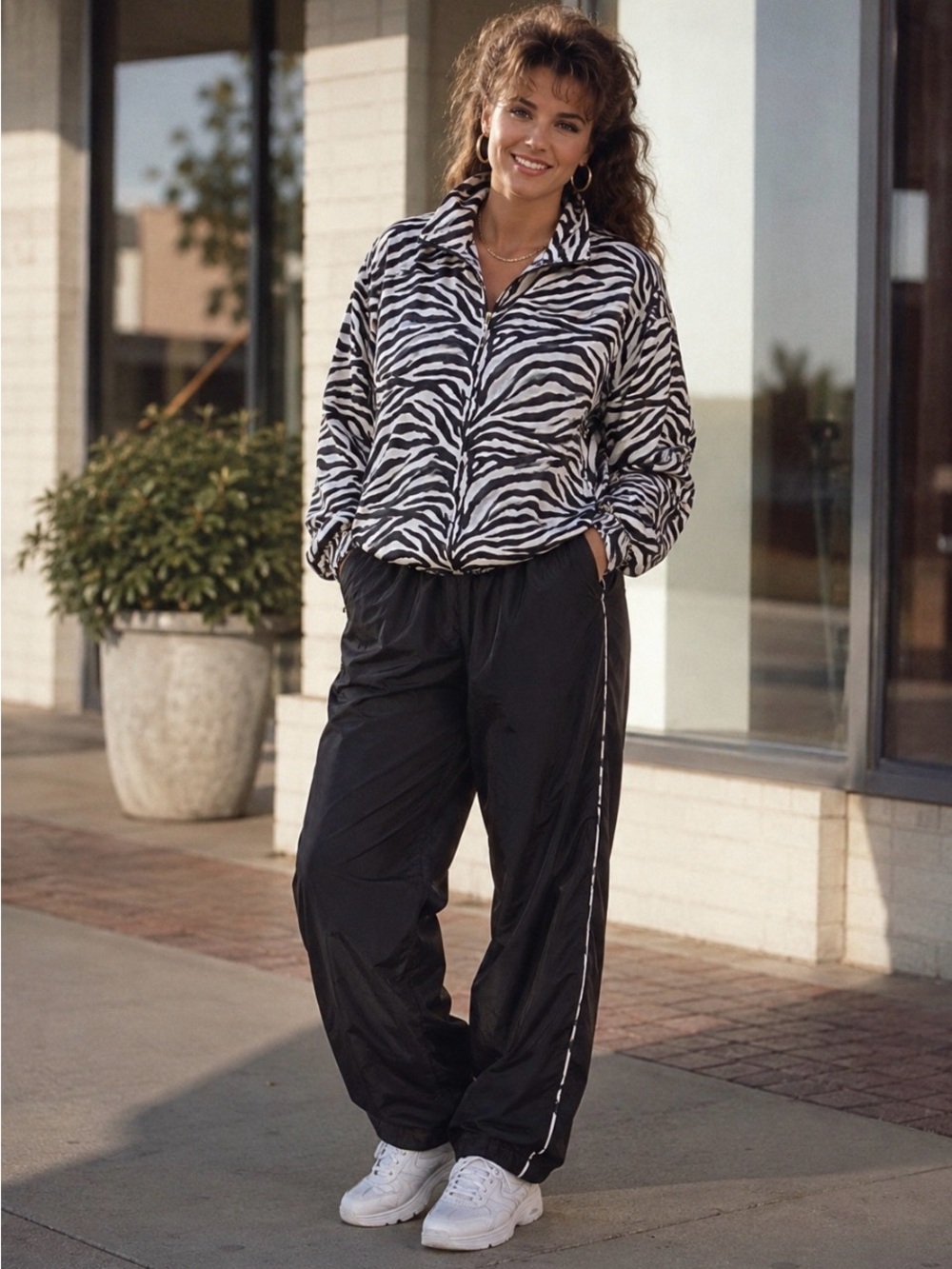 Track Suit Women’s Medium , Zebra jacket, black pants, Ac-tiv-ology